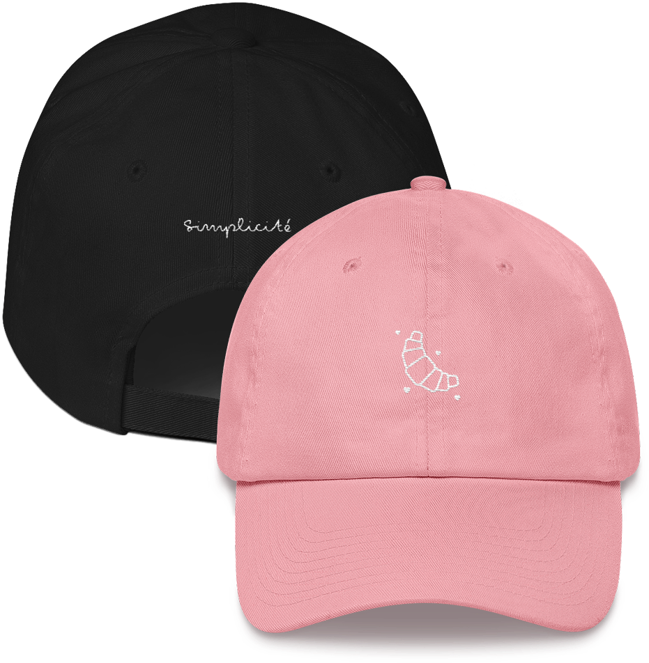 Croissant Simplicité Heart Embroidered Hat French Cap (1000x1000), Png Download