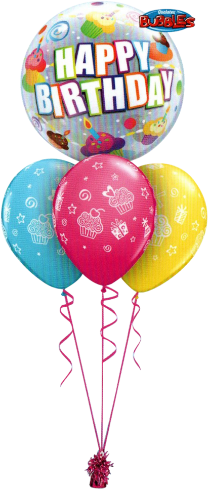 Birthday Cake Bubble Layer - Qualatex 22 Inch Single Bubble Balloon - Birthday Colourful (438x1024), Png Download