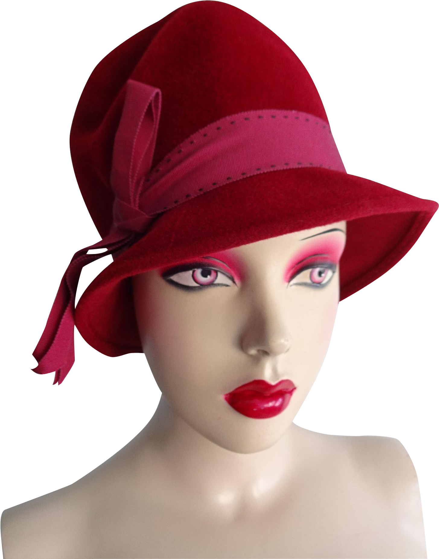 Deep Red Cloche Hat Vintage 1960s Fur Felt French Designer - Vintage Clothing (1850x1850), Png Download