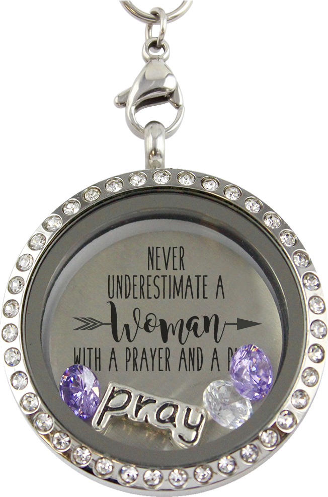 Praying Woman Charm Locket - New Creation Floating Charm Locket (1024x1024), Png Download