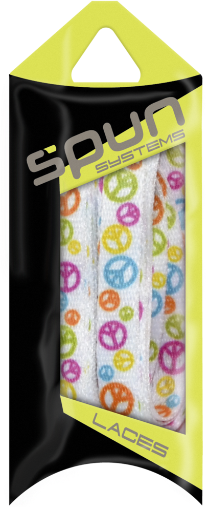Spun™ 3/8" Printed Shoelaces - Lime Yellow Oval Shoe Laces (416x1024), Png Download