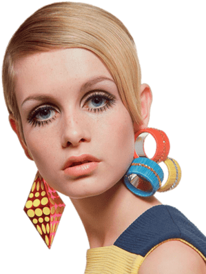 Twiggy Earrings - 60s Models (400x400), Png Download