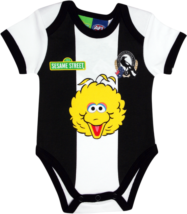 Collingwood Magpies Infants Sesame St Play Romper - Collingwood Magpies Sesame St 2 Piece Bib Set (740x740), Png Download
