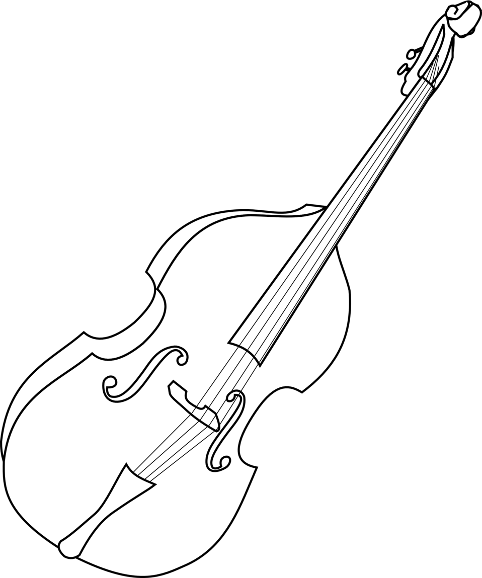 Double Bass - Upright Bass Black And White (958x1149), Png Download