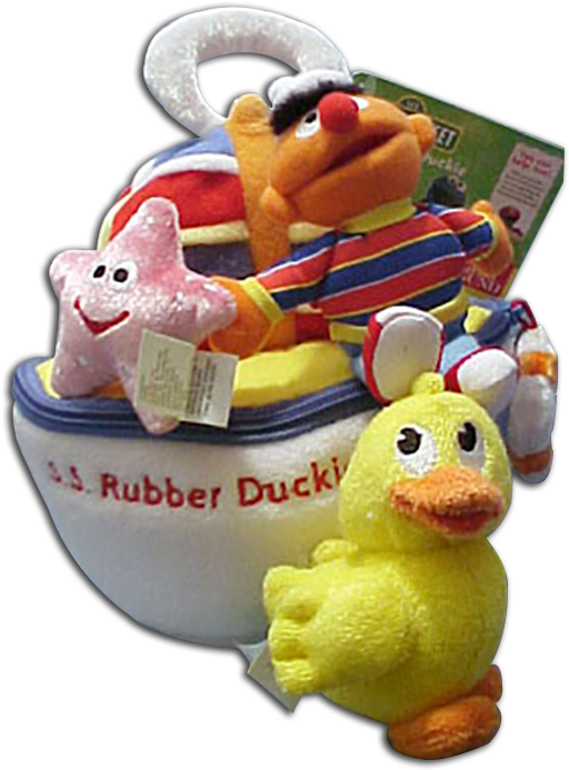 Gund Sesame Street Ernie On Boat With Rubber Duckie - Duck (530x697), Png Download
