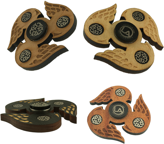 Winged Fidget Spinner Black - Owl (800x667), Png Download