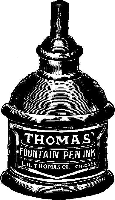 Ink Bottle Clip Art - Vintage Fountain Pen Graphic (487x761), Png Download