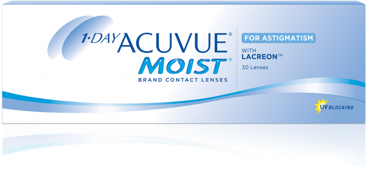 Box Image Of 1-day Acuvue® Moist Brand Contact Lenses - 1-day Acuvue Moist For Astigmatism - 30 Pack Of Contact (1024x508), Png Download