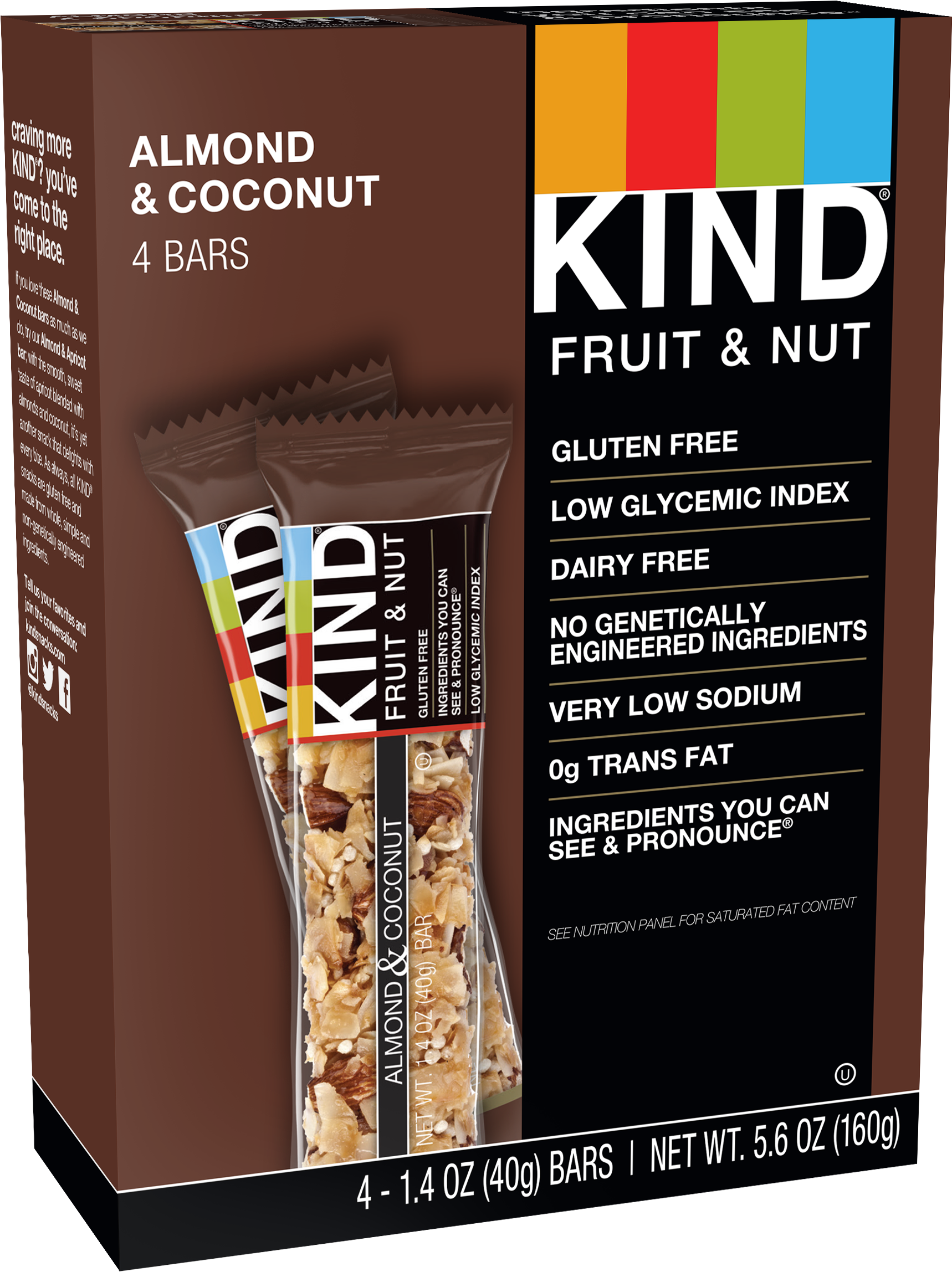 Kind Bars, Almond & Coconut, Gluten Free, - Kind Fruit And Nut Bars, Raspberry Cashew (2248x2400), Png Download