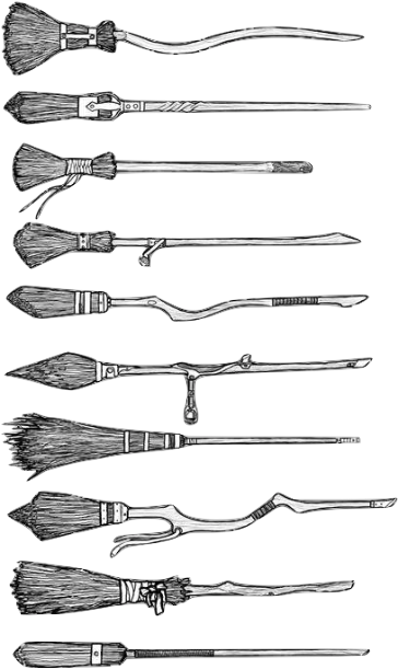 Brooms Transparent - Harry Potter Broomstick Drawing (412x621), Png Download