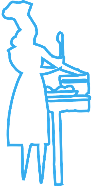 Chef Woman Cooking Blue Kitchen Outline Female - Logo Blue Kitchen Png (320x640), Png Download