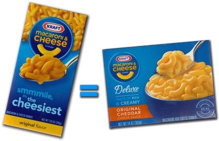 Curiously Kraft's 14oz Deluxe Varieties Have The Same - Kraft Macaroni & Cheese Dinner, Original Flavor (450x288), Png Download