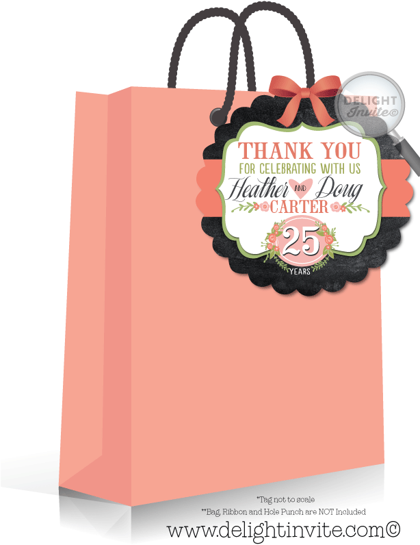 25th Wedding Anniversary Party Favor Tags - Birthday (613x822), Png Download
