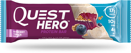 Quest Hero Bar Single - Quest Bar Blueberry Cobbler (575x242), Png Download