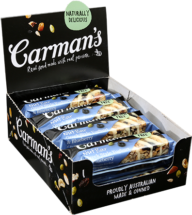 Greek Style Yoghurt & Blueberry Nut Bars 45g - Carman's Dark Choc Blueberry Superfood Bars, 210g (470x470), Png Download