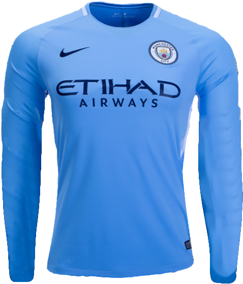 City 17/18 Home Ls Jersey Personalized - 2018 19 Man City Long Sleeve Jersey (600x600), Png Download
