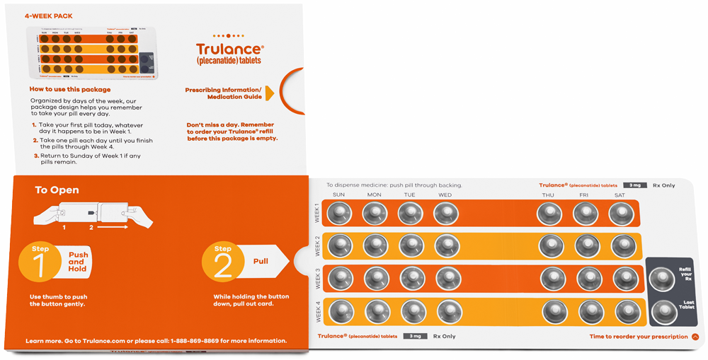 Patient-preferred Blister Packaging Designed To Help - Trulance 3 Mg Tablet (1000x509), Png Download