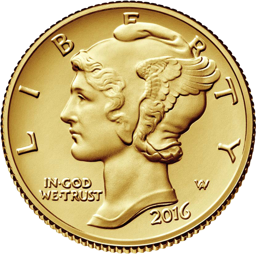 Goldmercurydime - 2016 Gold Mercury Dime (1000x875), Png Download
