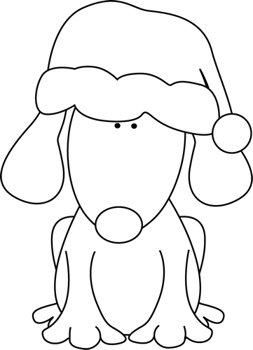 Black And White Santa Christmas Dog Clipart Black And - Outline Of A Detective (361x500), Png Download