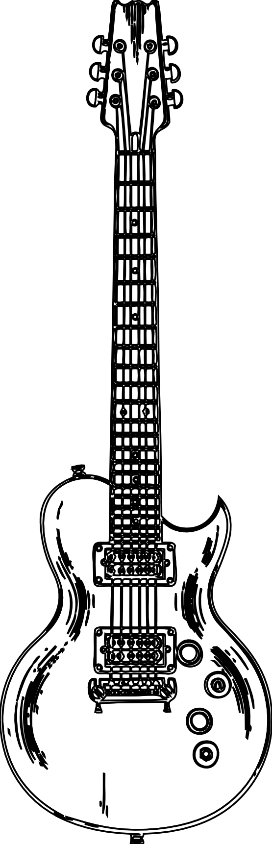 Black - Black And White Guitar Png (555x1722), Png Download