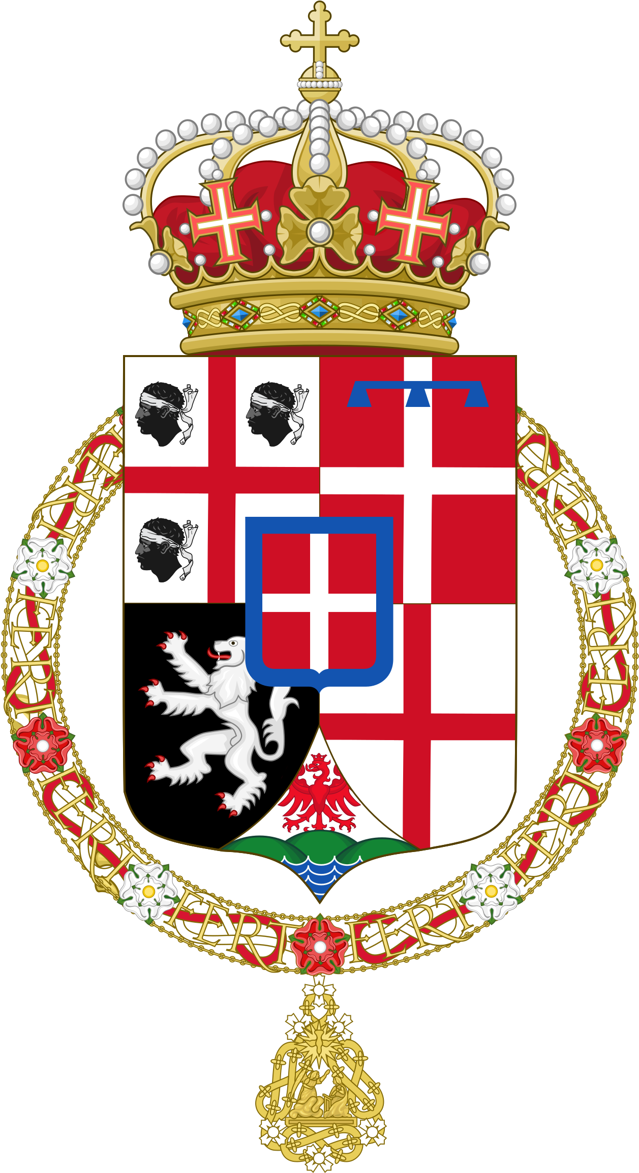Fictionalalternate Coat Of Arms Of The Kingdom Of Sardinia - Belgian Gold Rectangle Magnet (1268x2350), Png Download