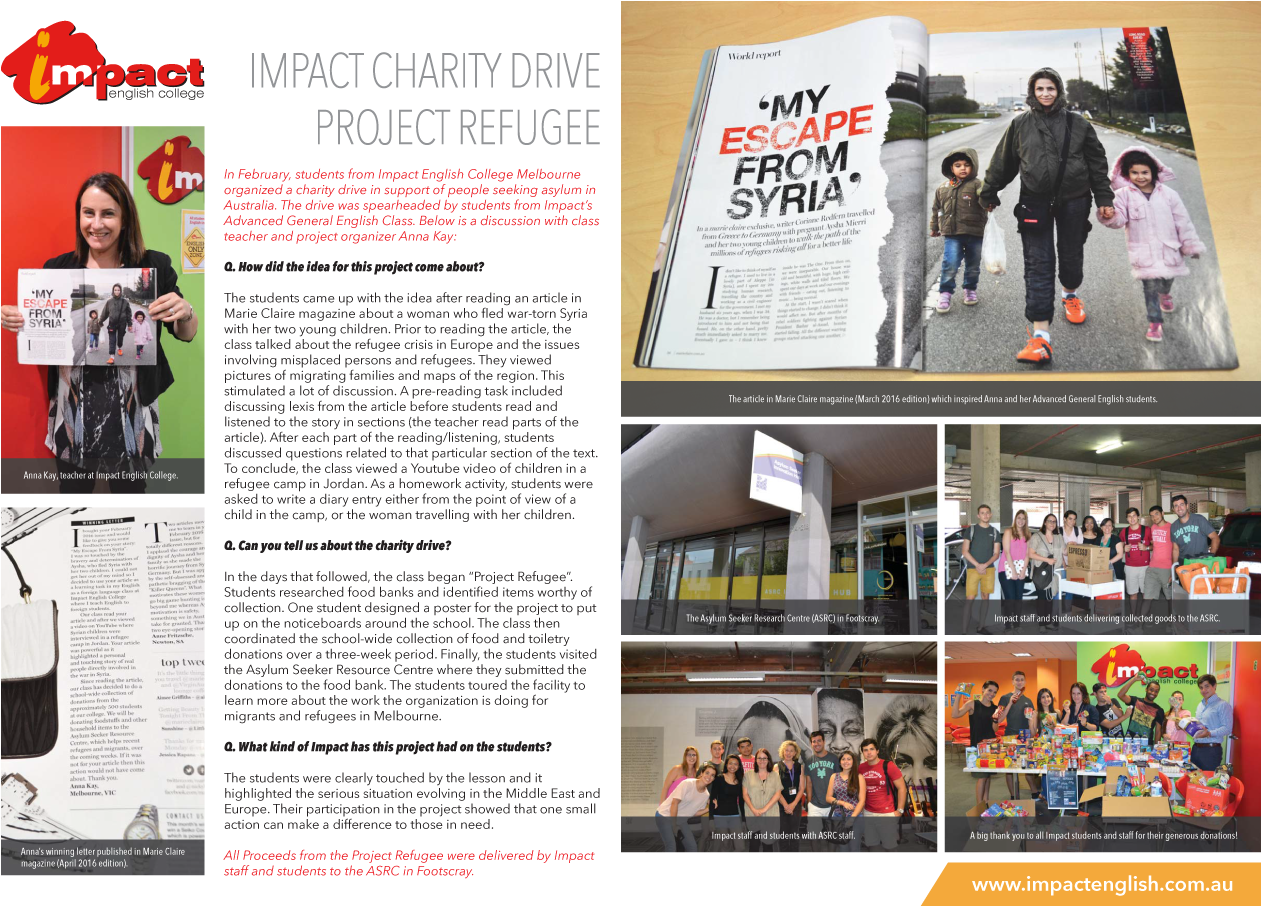 Community Project Refugee - English College In Australia Brochure (1280x905), Png Download