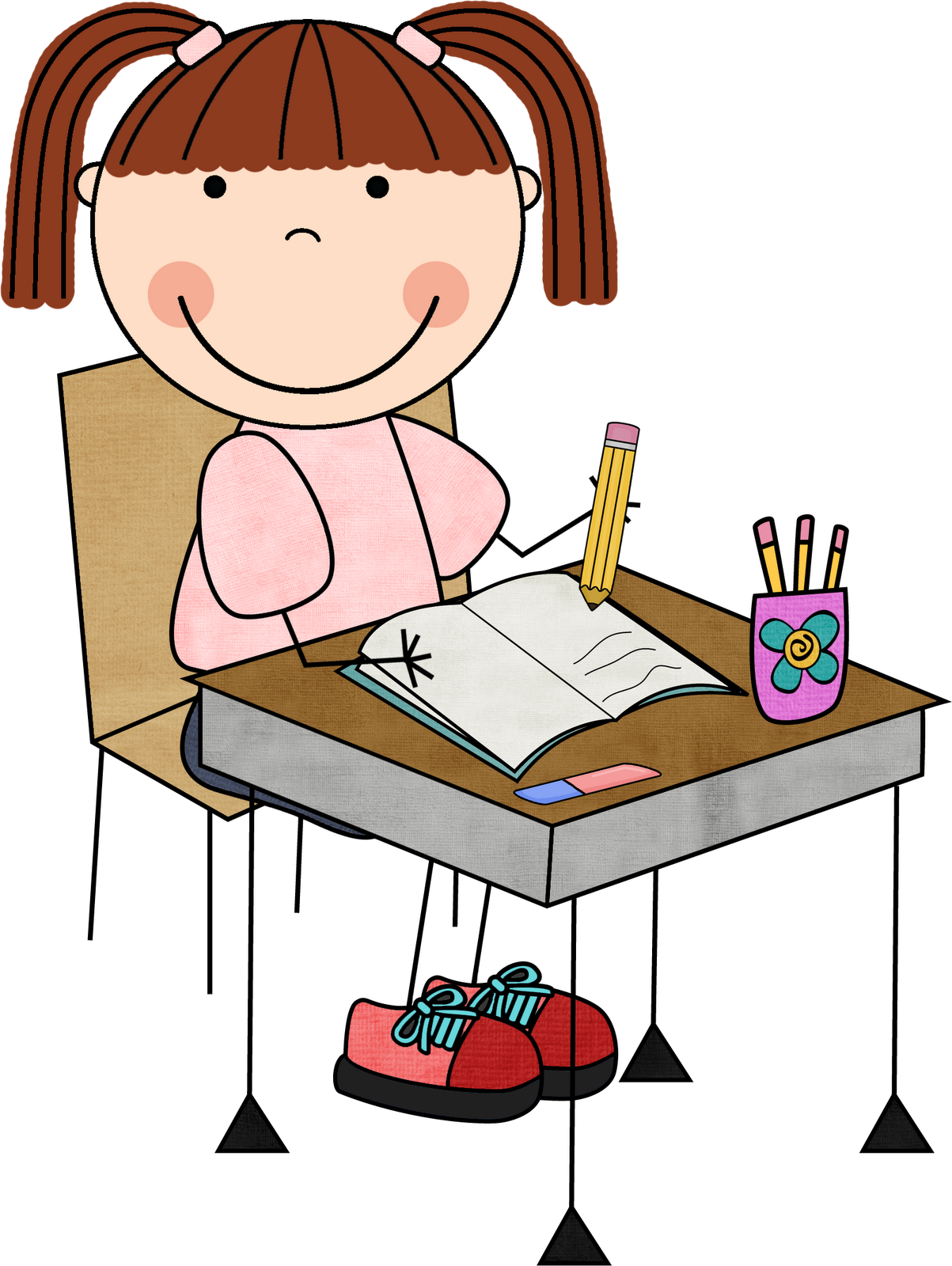 Cute Kids Writing Clipart - Kid Writing Clipart (1203x1600), Png Download