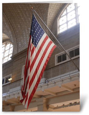 American Flag Greeting Card - Greeting Card (350x396), Png Download