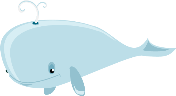 Cartoon Whale No Background (599x328), Png Download