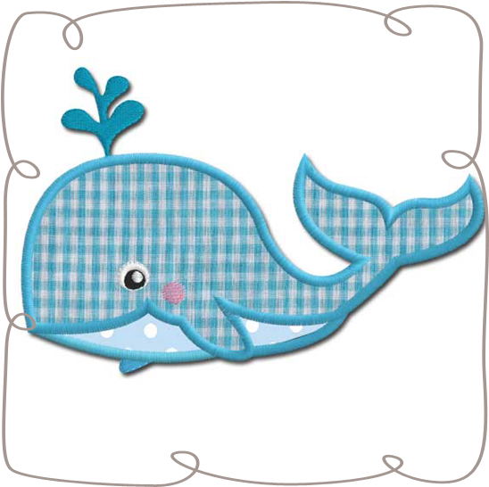 Whale Applique Machine Embroidery Design Pattern-instant - Cartoon (580x580), Png Download