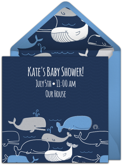 Free Navy Whales Invitations - Elephant (650x650), Png Download
