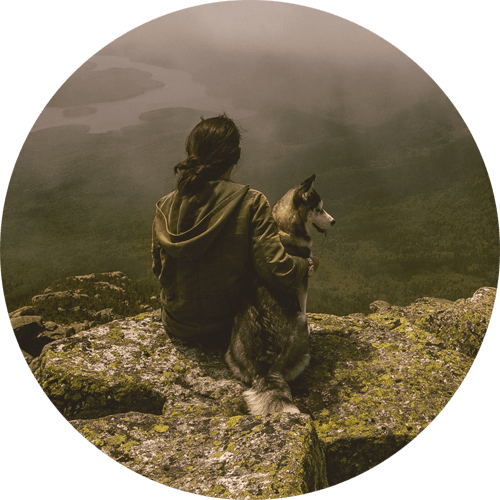 Dog - Grieving And Being Happy (500x500), Png Download