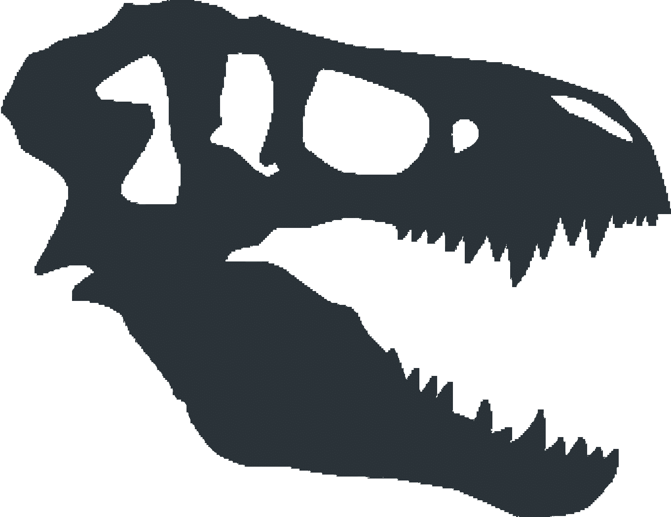 T-rex Skull Clipart By Jay Goodrich - T Rex Skull Silhouette (1360x1048), Png Download