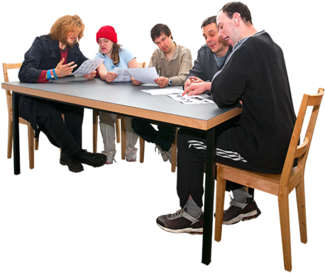 People Sitting Around A Table In A Meeting - People Sitting On Table Png (480x480), Png Download