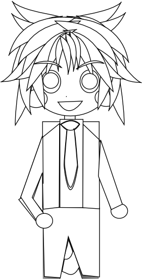 Anime Character Art 45 Black White Line Art 555px - Black And White Anime Character (555x555), Png Download