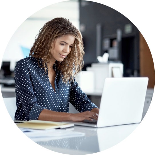 Sucessful Girl Happy Working In Her Career - Business (542x542), Png Download