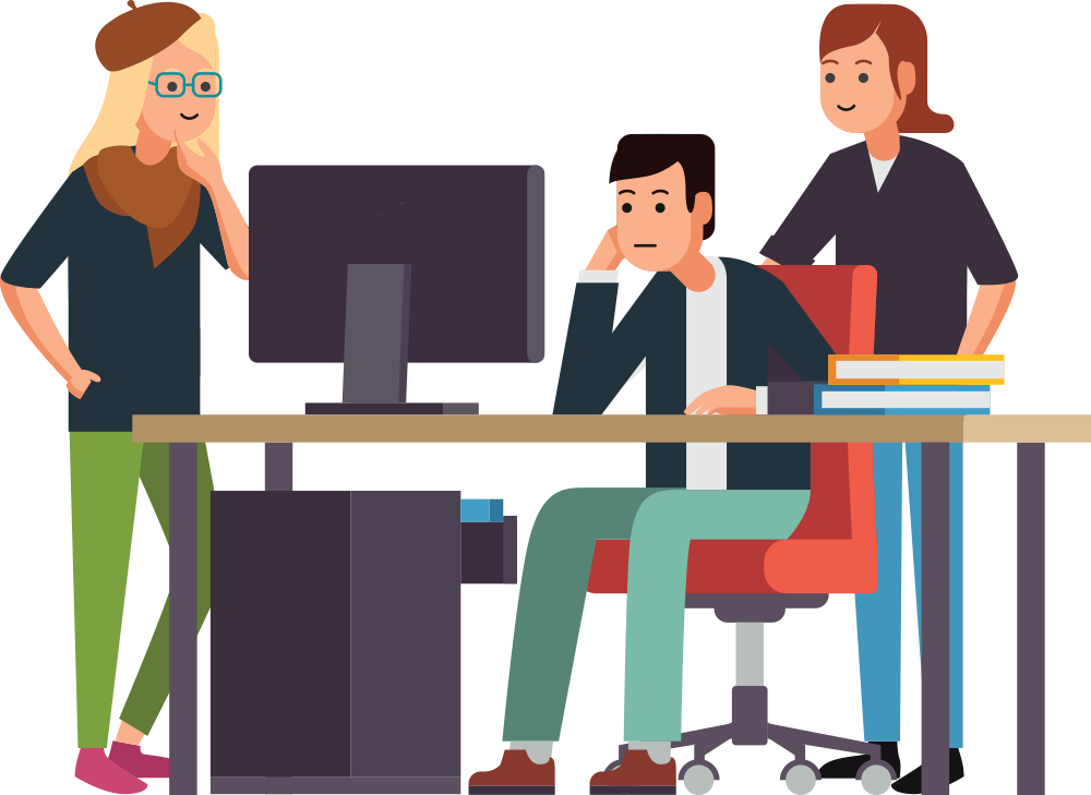 Group Around A Desk - Lowongan Kerja Agustus 2018 Jakarta (1000x729), Png Download