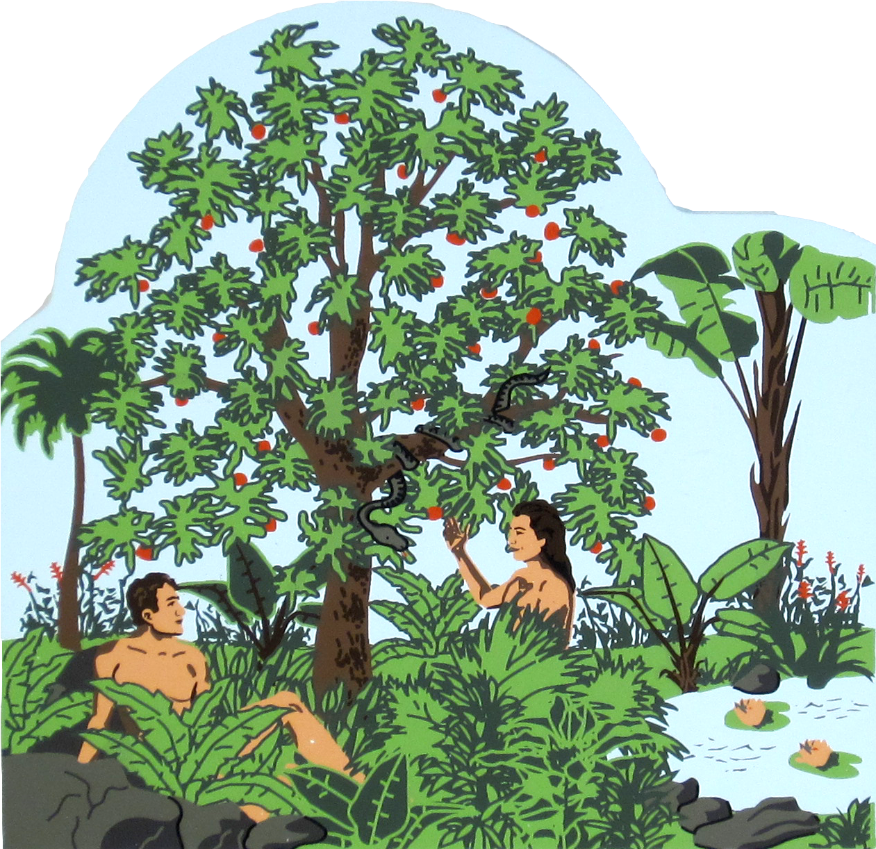 *save $5* Adam & Eve - Cats Meow Village Adam & Eve Wood Bible Story Biblical (1260x1230), Png Download