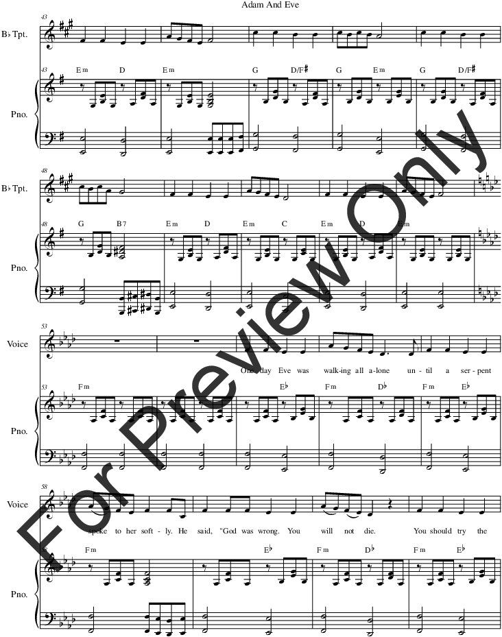 Adam And Eve Thumbnail - Sheet Music (816x1056), Png Download