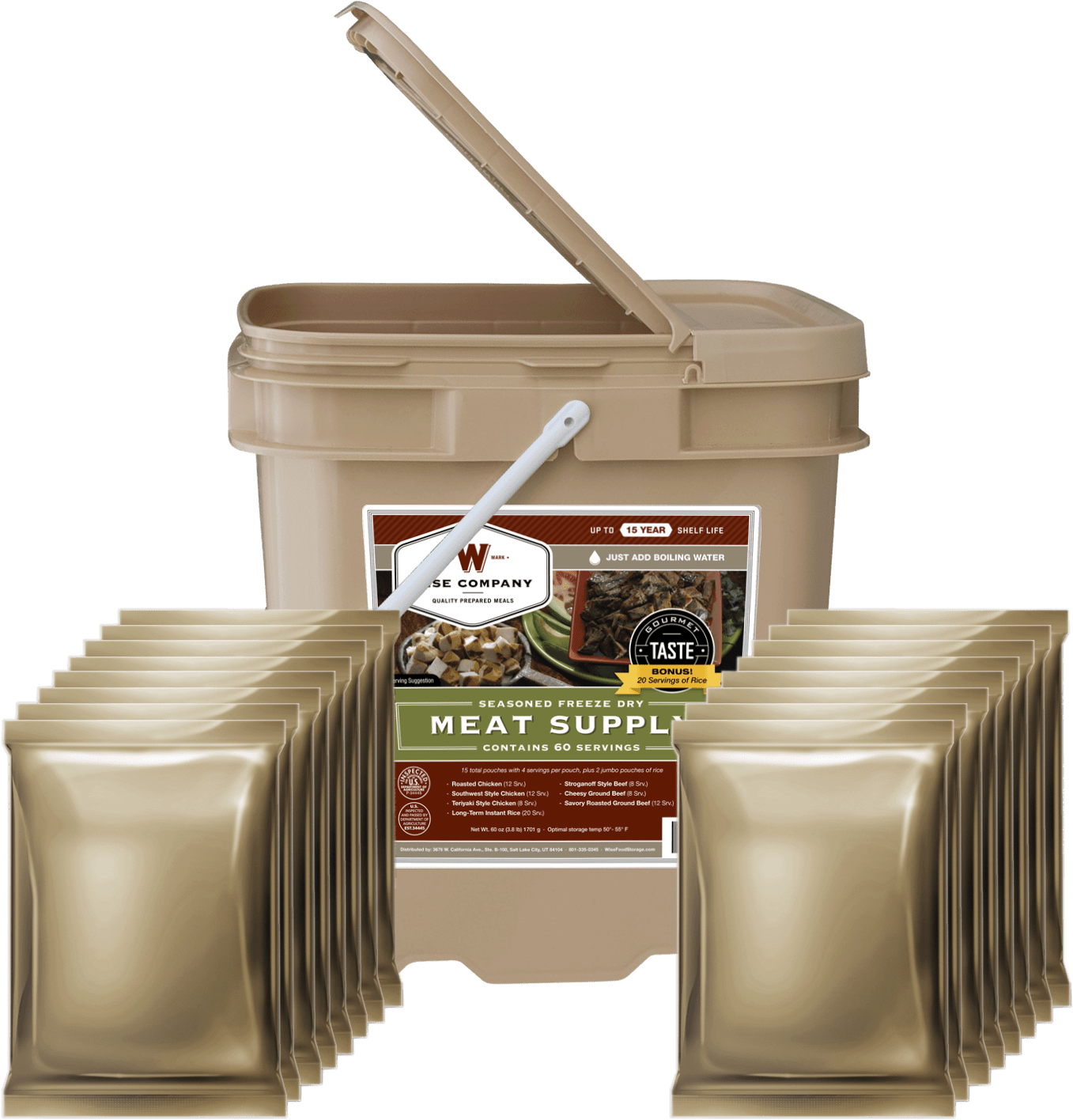 Wise 60 Serving Freeze Dried Meat - Wise Emergency Food Supply Various 84 Servings Entree (2048x1761), Png Download