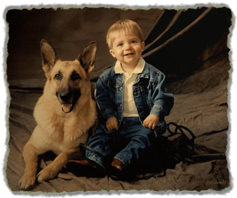 German Shepherd Dog With Child - German Shepherd Puppies With Children (500x403), Png Download