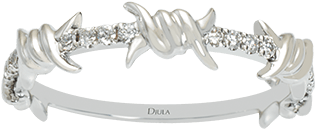Djula Barbed Wire Mixed Gold And White Diamonds Ring - Ring (600x600), Png Download