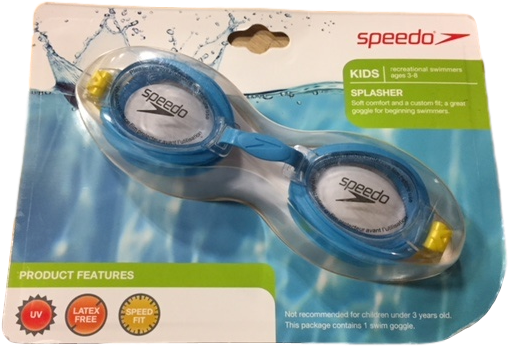 Speedo Kids Splasher Swim Goggles Electra Blue/yellow - Headphones (640x480), Png Download