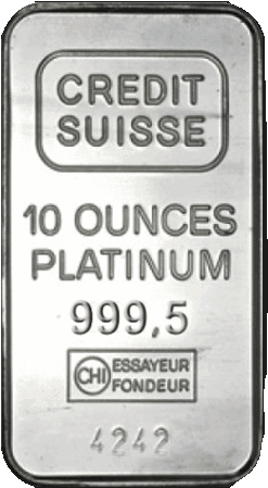 Frontal View Of A 10 Oz Credit Suisse Platinum Bar - 10 Oz Credit Suisse Platinum Bar (450x450), Png Download