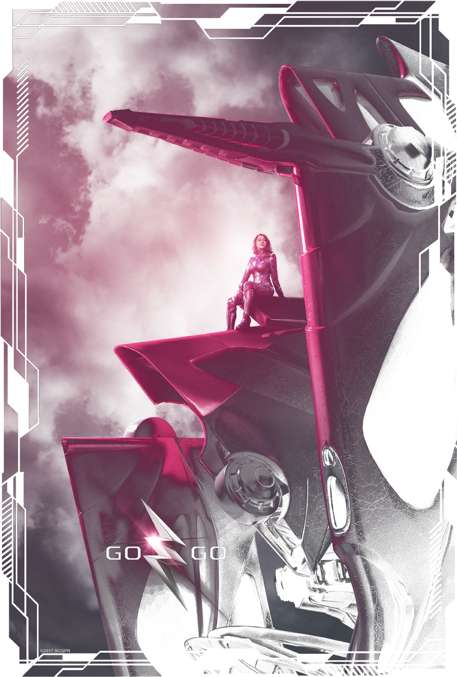 Power Rangers Pink Zord Poster Men's Regular Fit T-shirt - Zord Power Ranger 2017 (936x1382), Png Download