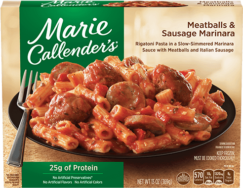 Meatballs & Sausage Marinara - Marie Callender Roasted Garlic (500x500), Png Download