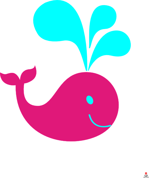 Pink And Aqua Whale Clip Art - Silhouette Whale Clipart (498x594), Png Download