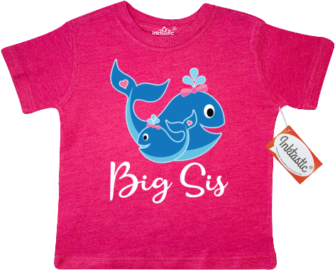 Big Sis Announcement Toddler T-shirt Has Cute Whale - Inktasticinc Flip-flopper Kleinkind T-shirt Von Inktastic (480x480), Png Download