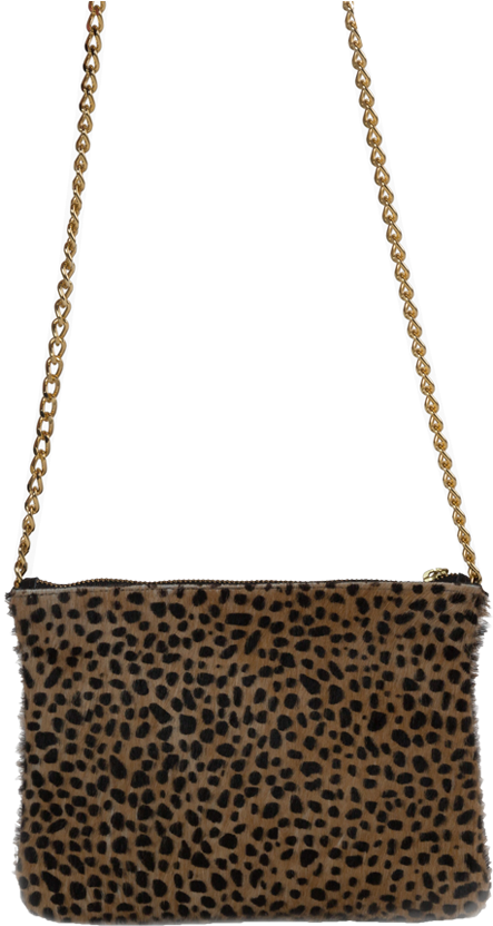 Cross-body Banker - Cheetah - Black Pebble Leather And Cheetah Print Hair-on-hide (683x1024), Png Download