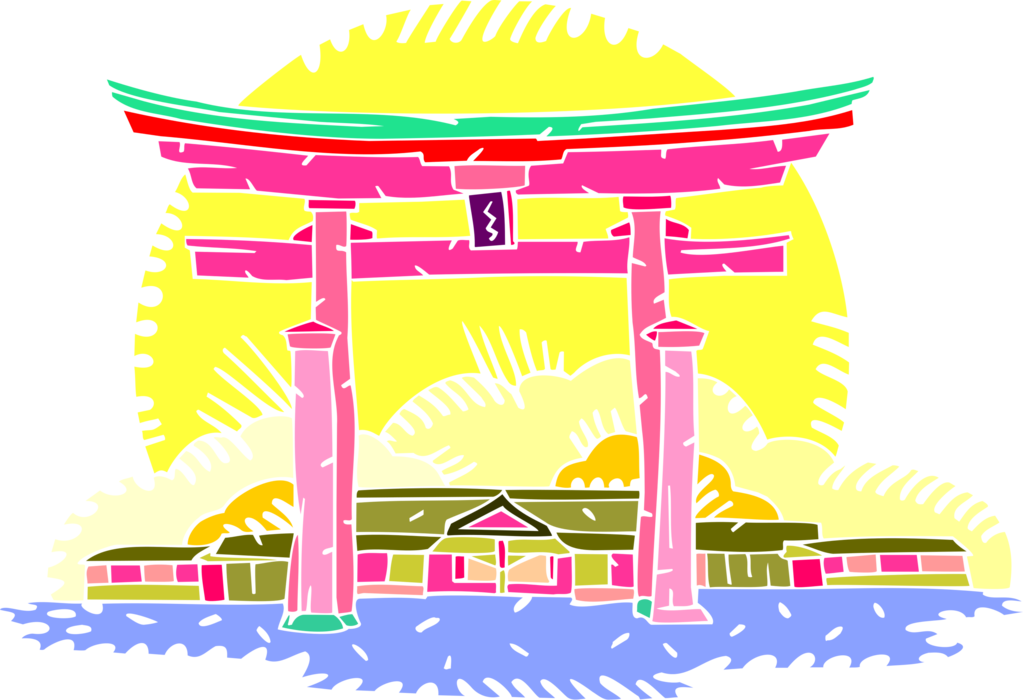 Vector Illustration Of Japanese Traditional Buddhist - Japan Temple Clipart (1023x700), Png Download
